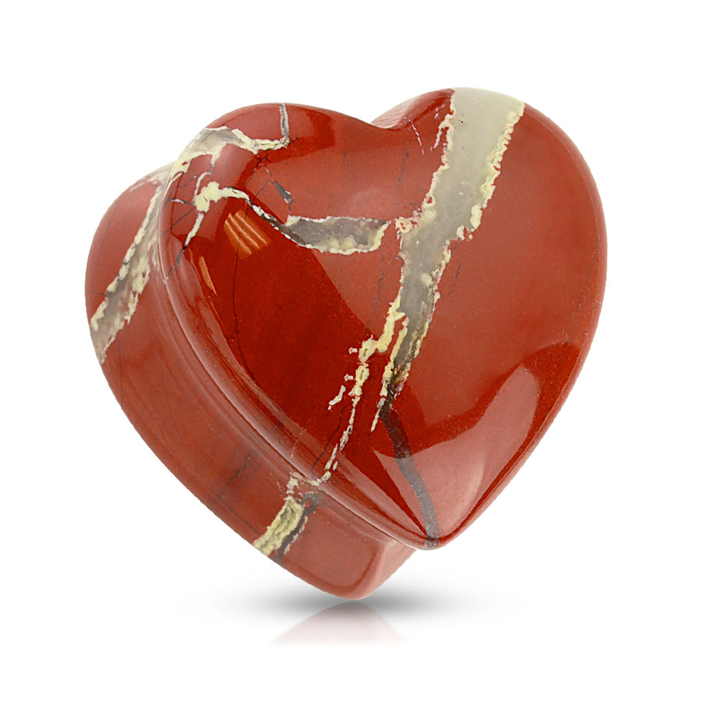 Plug w kształcie serca z czerwonego agatu