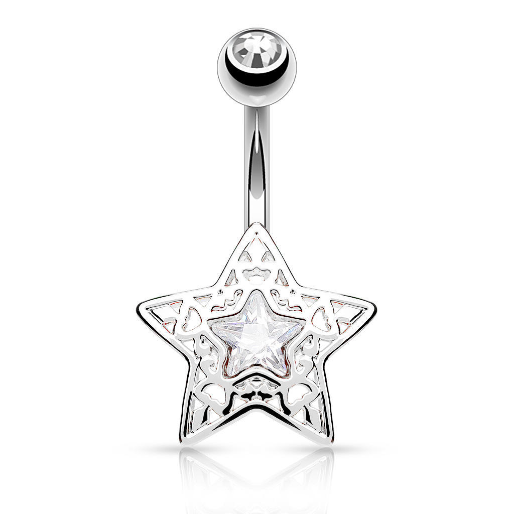 Kolczyk do pępka w kształcie gwiazdy z kamieniem-gwiazdą